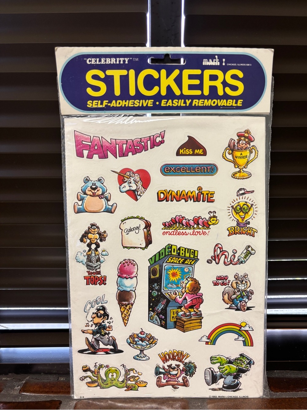 Vintage 1982 Mark I Celebrity Sticker Sheet Unopened Arcade Frankenstein Retro